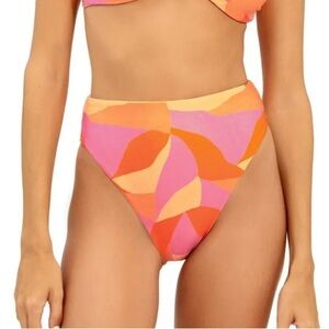 VIX 'Martinica Gigi' High Waist Hot Pant Bikini Swim Suit Bottom Pink Orange